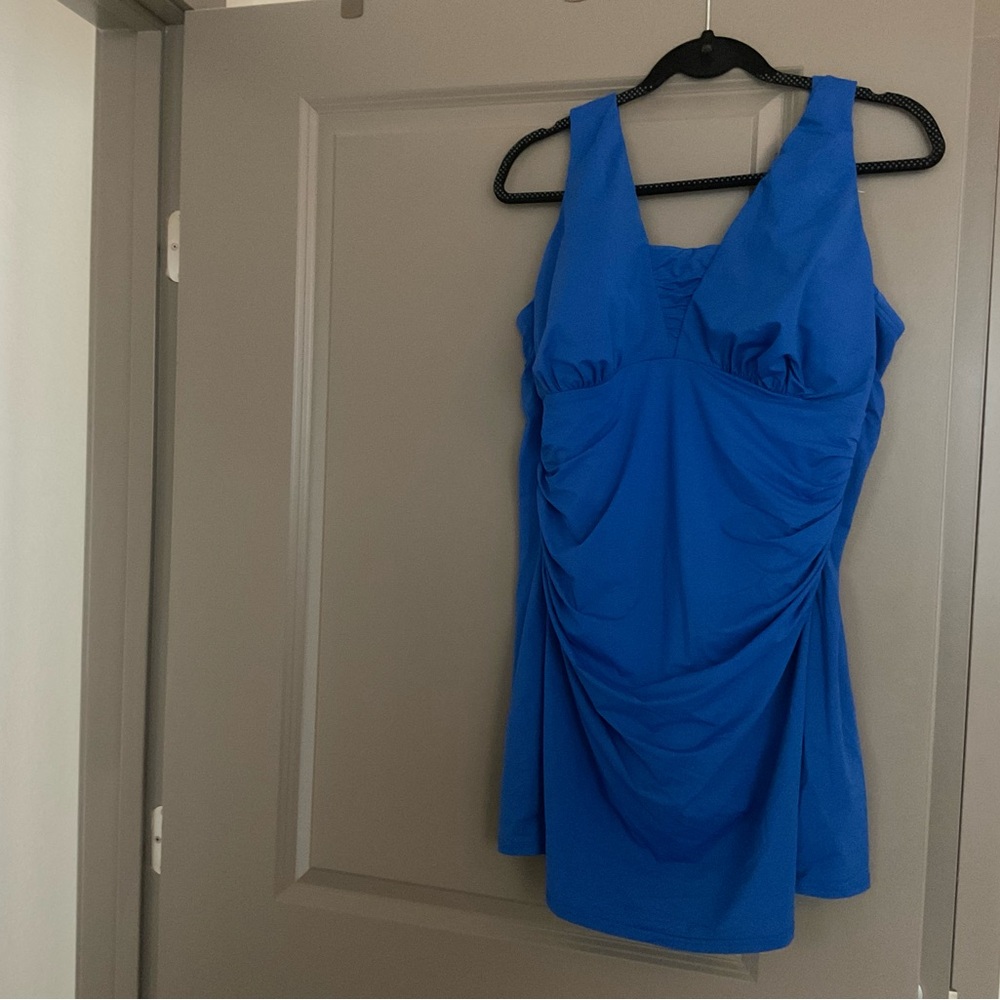 Lands' End Blue One Piece Skirted Swimsuit Size 20W